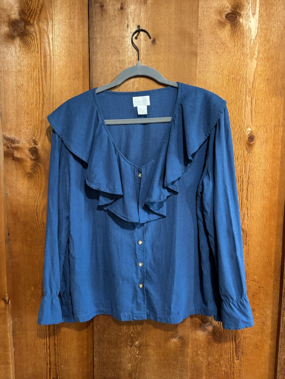 Vintage 100% Silk Noil Raw Silk Ruffled Blouse OZMA Style Silk
